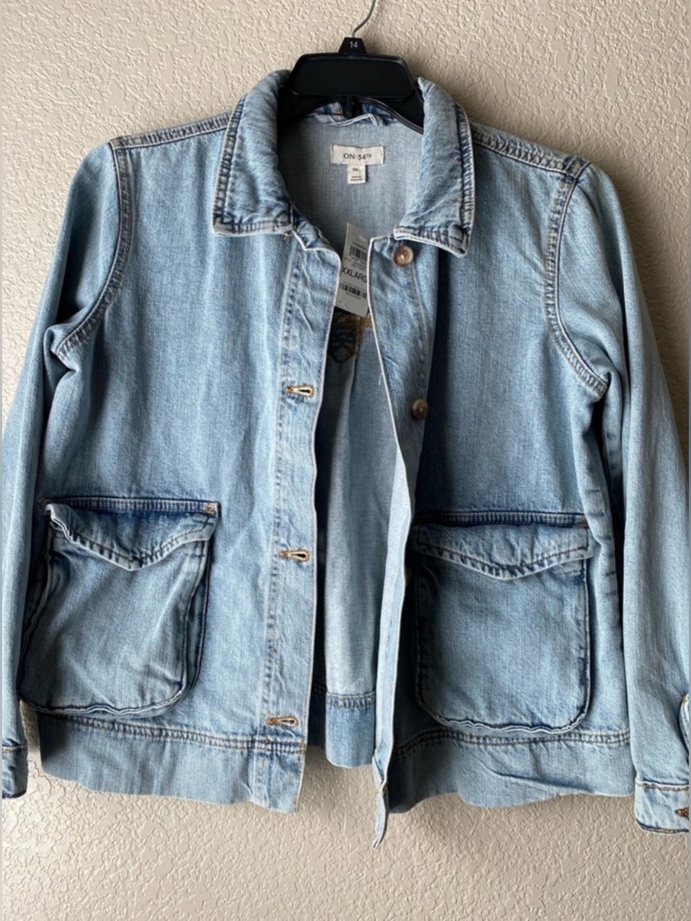 NWT On 34th Light Wash Denim Jacket XXL Oversized Utility Jacket - Picture 2 of 8